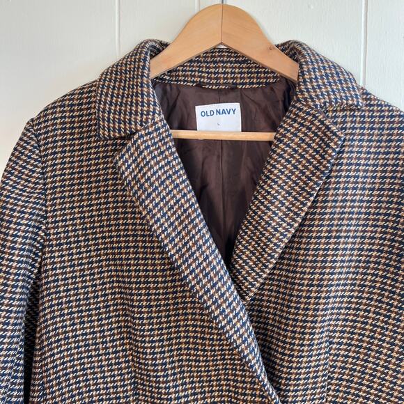 Old Navy Double Breasted Blazer in Brown Plaid sz Large - Picture 4 of 10